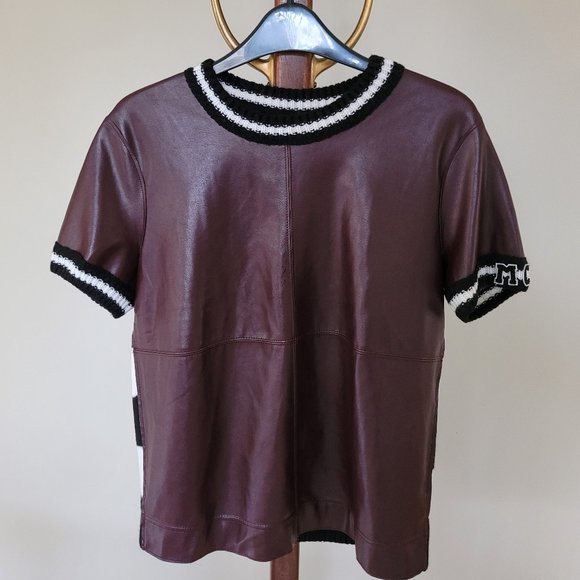 Marc Cain Tops - Marc Cain Faux Leather and Knit Top US 8